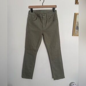 MOTHER Stash Mid Rise Dazzler Ankle Olive Green Straight Jeans Women size 29 EUC